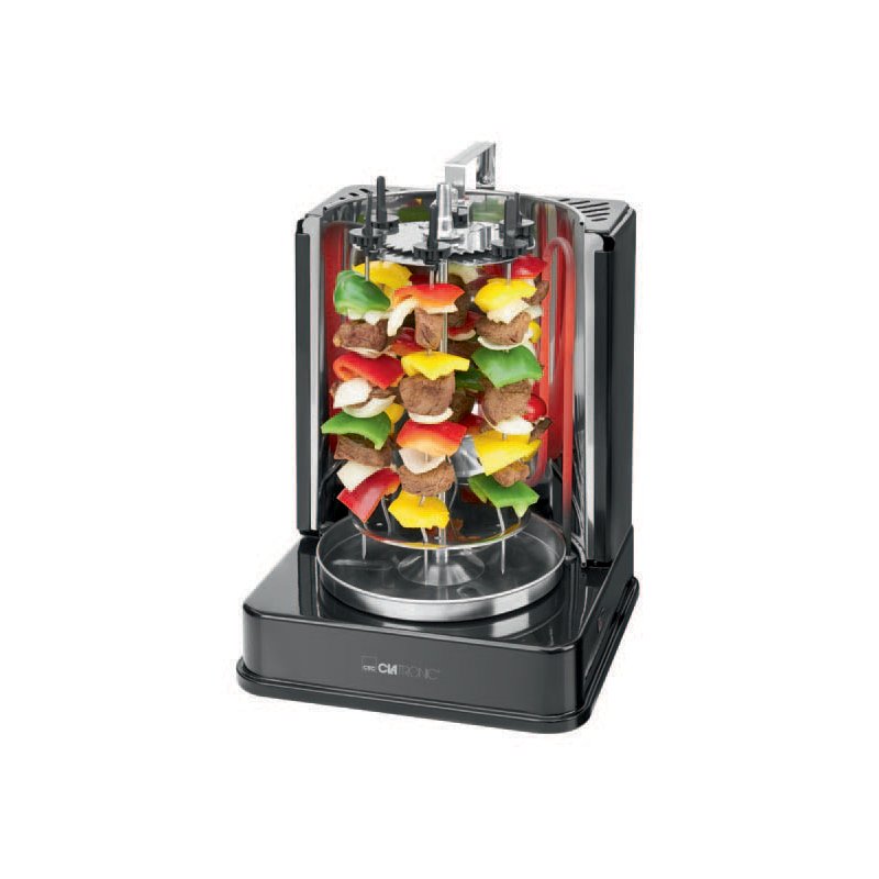CLATRONIC vertical multi-grill DVG 3686, black, fat-free grilling, rotisserie spit